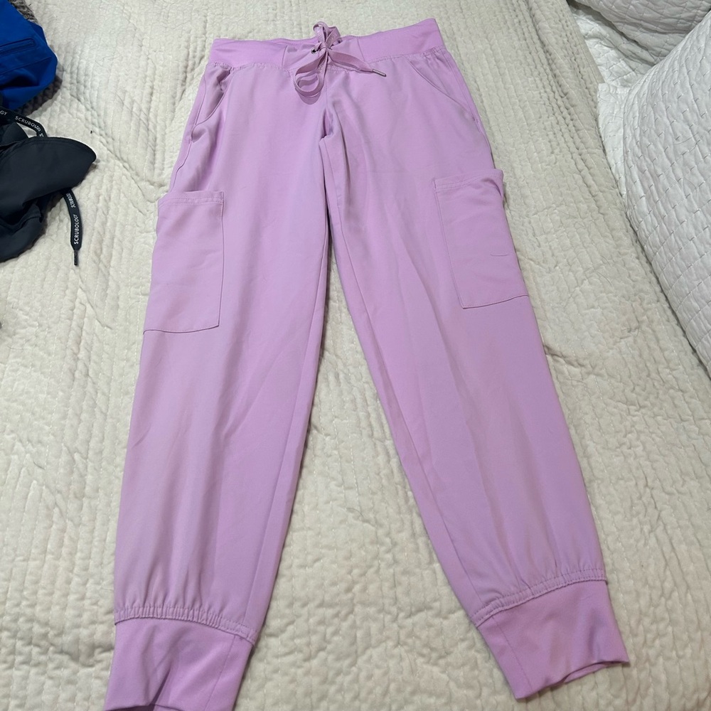 Light Pink Scrubology Jogger Style Scrub Bottoms
